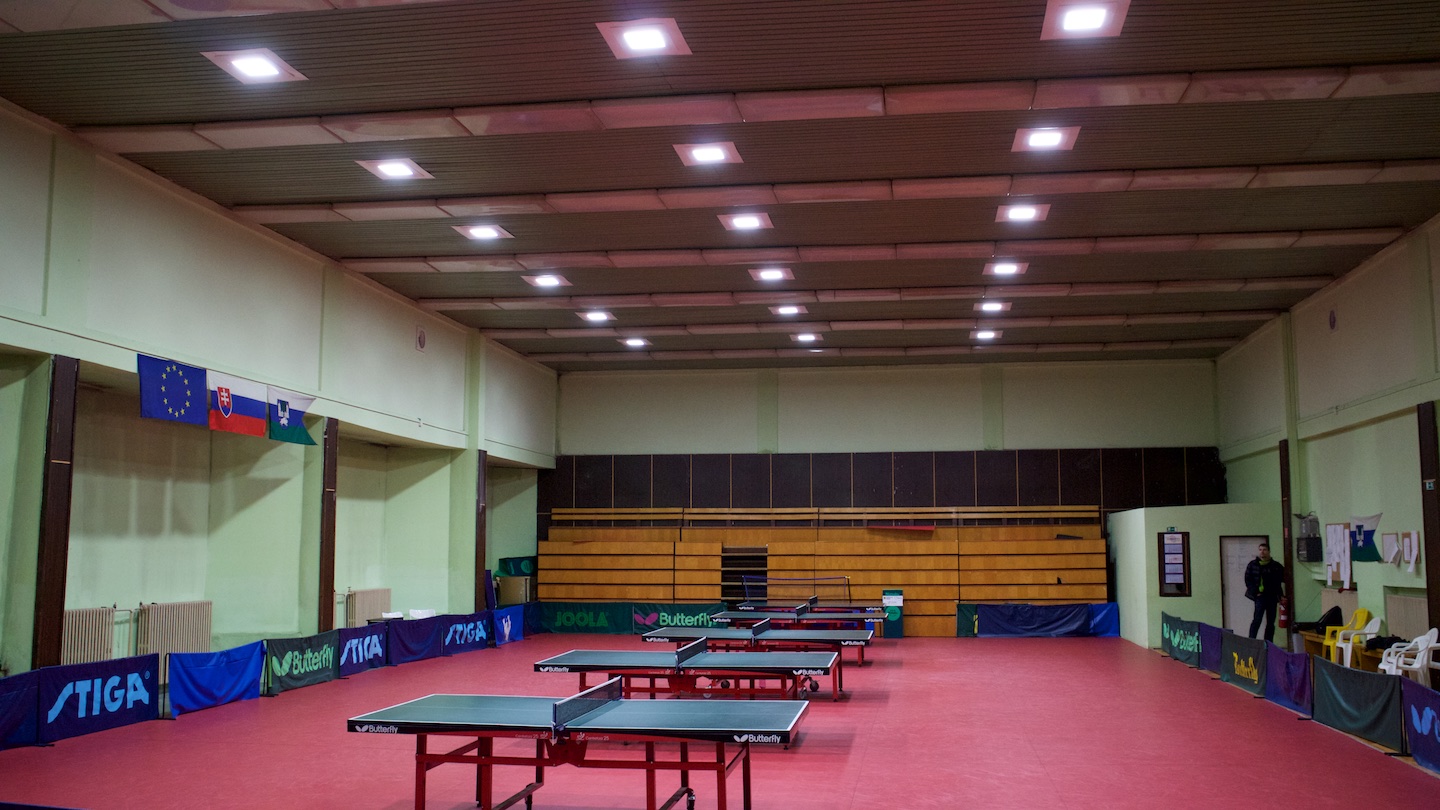 LED lighting modernization of tabletennis hall
