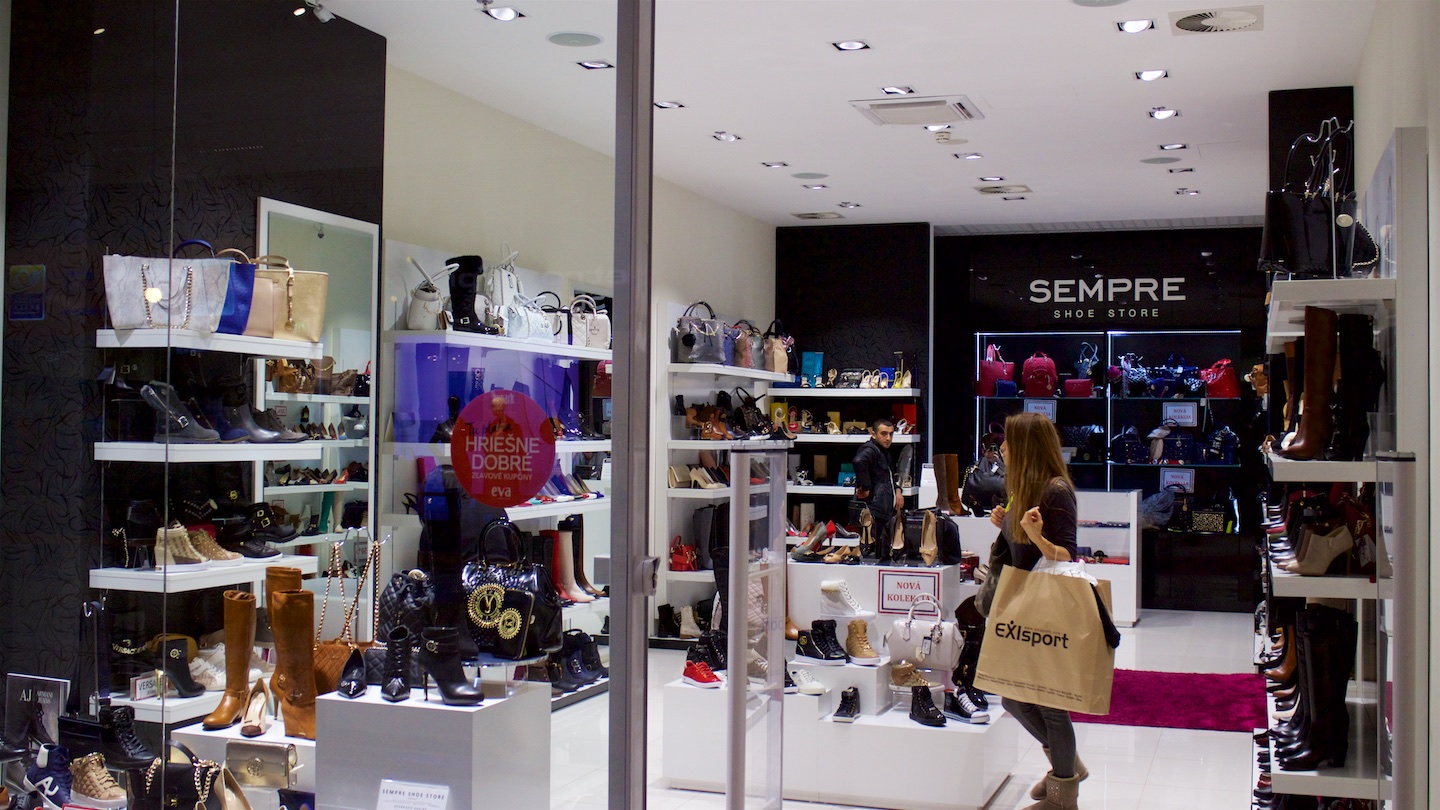 LED lighting in store in OC Aupark Bratislava